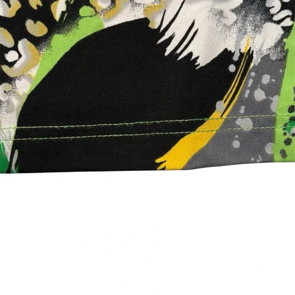 Womens Size Large Green, Yellow, Black, White Swirl Pattern Stretchy Top N Touch - Picture 7 of 14